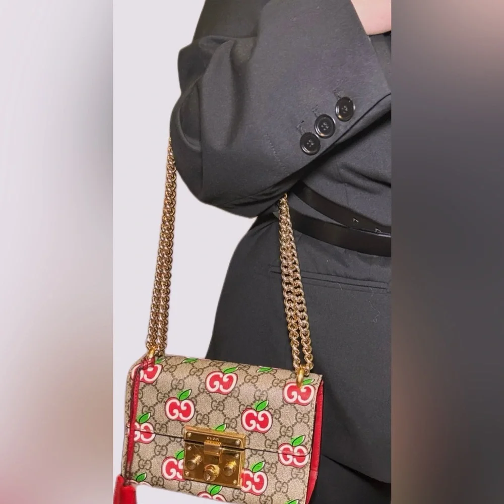 GUCCI GG Supreme Apple Padlock Chain Shoulder bag (Pre-owned & Authentic) - Picture 13 of 17